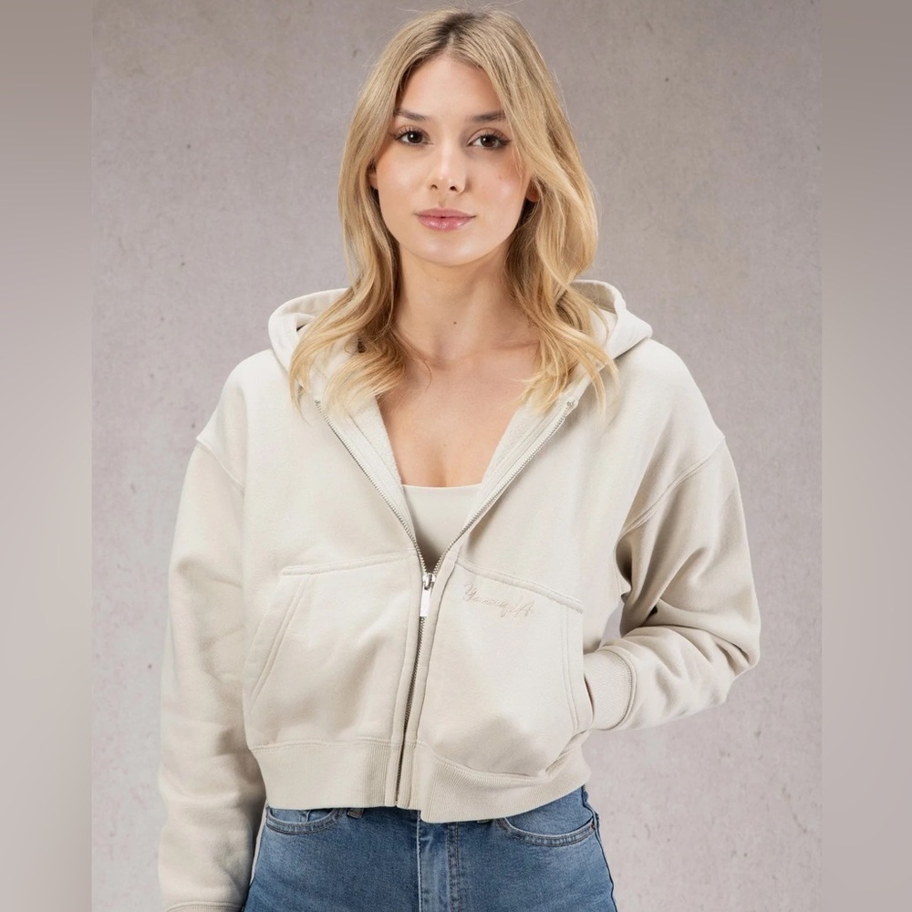 Young la for her crop zip hoodie